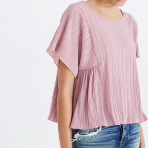 Madewell Micro-pleat pink top